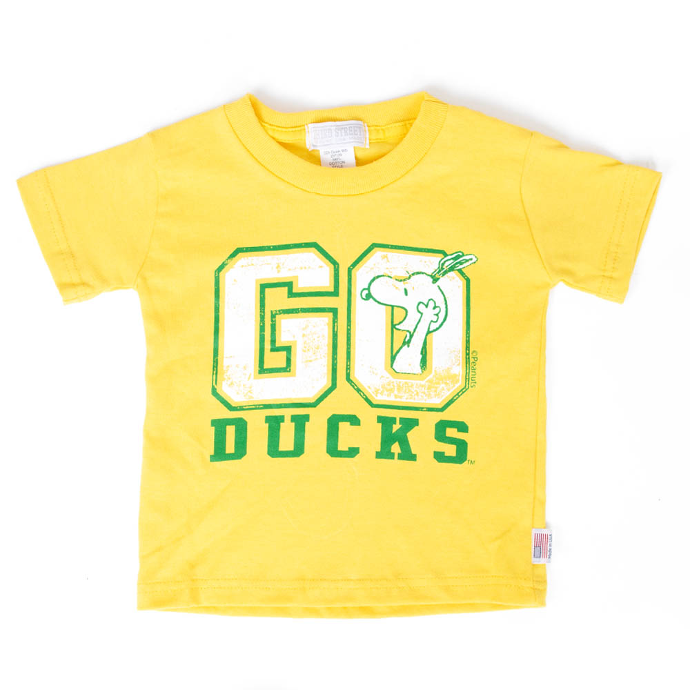 Peanuts, Third Street, Yellow, Crew Neck, Kids, Snoopy, Go Ducks, T-Shirt, 978461